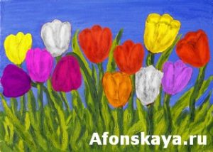 Different tulips, painting