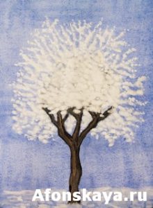 White tree on blue, painting