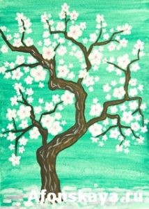 Spring tree in blossom, painting