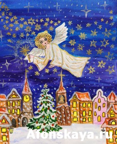 Angel with sparkler, Christmas picture
